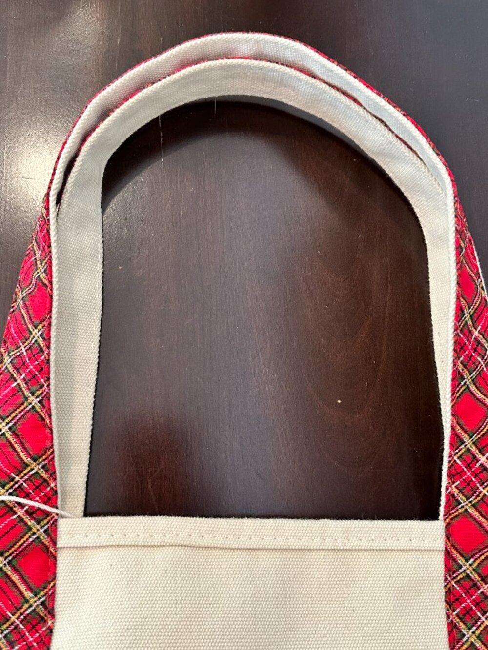 VTG Lands End Red Cream Classic Canvas Boat Tote Medium 16x12 - Picture 7 of 13